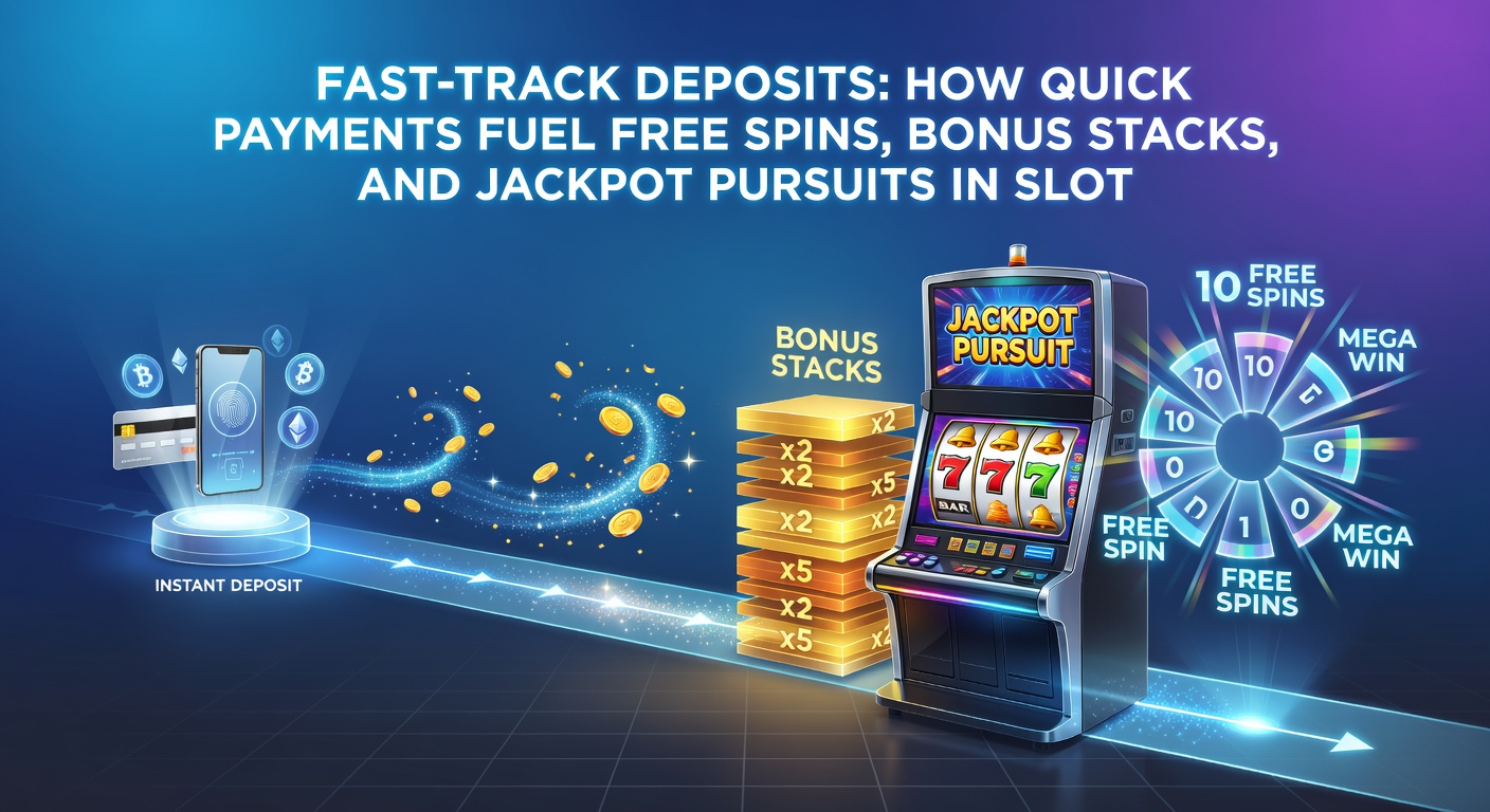 Dynamic graphic of stacked bonus symbols exploding on slot screens, overlaid with instant deposit arrows and rising coin stacks