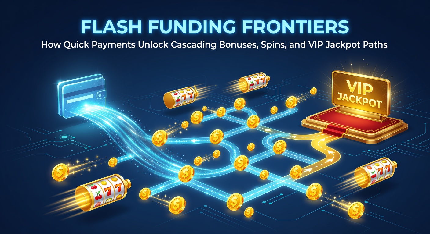 Vibrant online slot interface showing instant deposit confirmation triggering a cascade of bonus icons, free spins, and VIP ladder progress