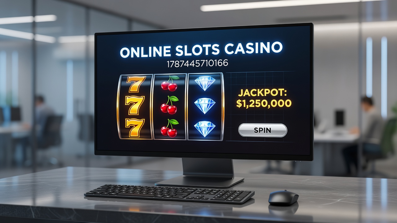 Mobile device displaying online slots casino gameplay with progressive jackpot meter