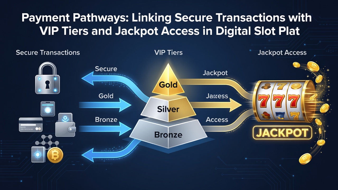 Diagram depicting payment verification nodes linking upward to VIP badge levels and connected jackpot prize distribution channels