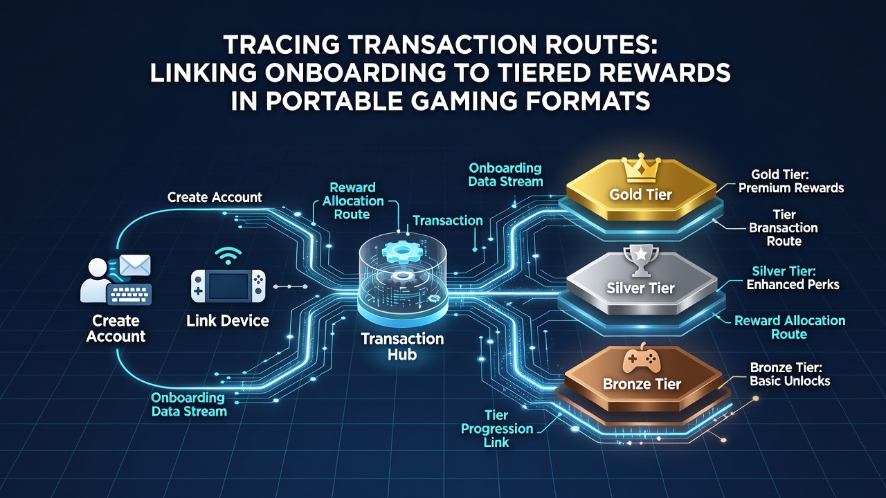 Flowchart illustrating mobile gaming reward tiers connected via transaction routes
