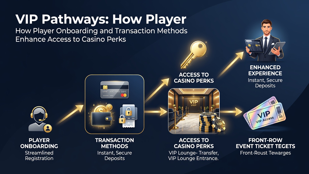 Diagram of transaction flows connecting deposits and withdrawals to casino VIP tier advancements adn perk unlocks